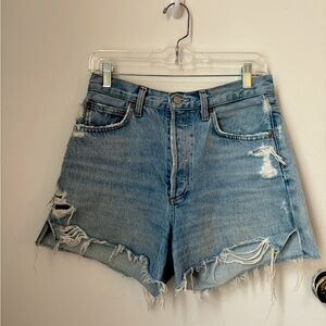 AGOLDE Parker high-waisted cut off shorts, light wash, size 27